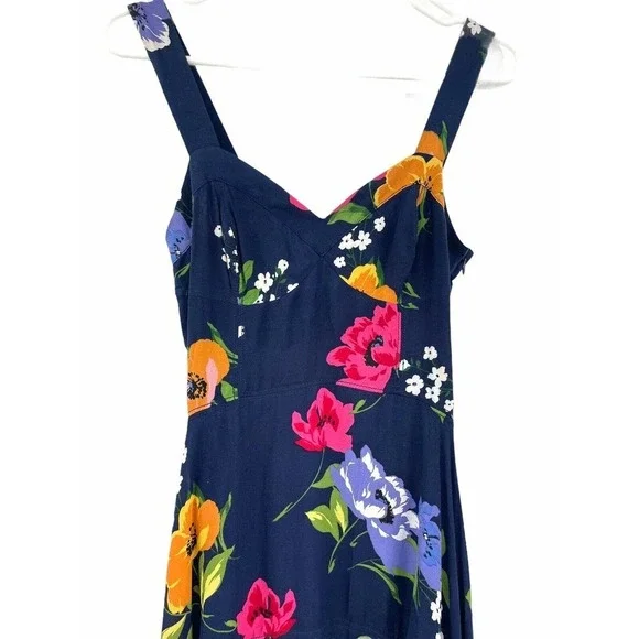 Anthropologie Maeve Vivienne blue Maxi Dress Size 2 Floral Smocked Back - Picture 4 of 12